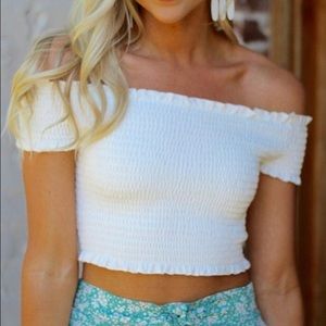 Brandy Melville Top : off the shoulder, white